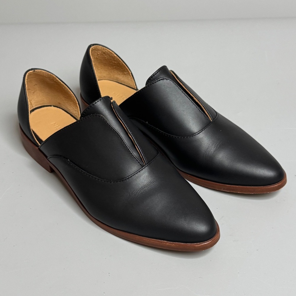 Nisolo Emma dOrsay Oxford Flat Black Leather Pointed Toe Shoes Womens 10 - Picture 1 of 8